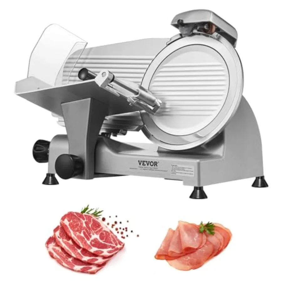 

340W Electric Deli Food Slicer with 10 SUS420 Stainless Steel Blade and Built-in Sharpening Stone for Commercial and Home Use A