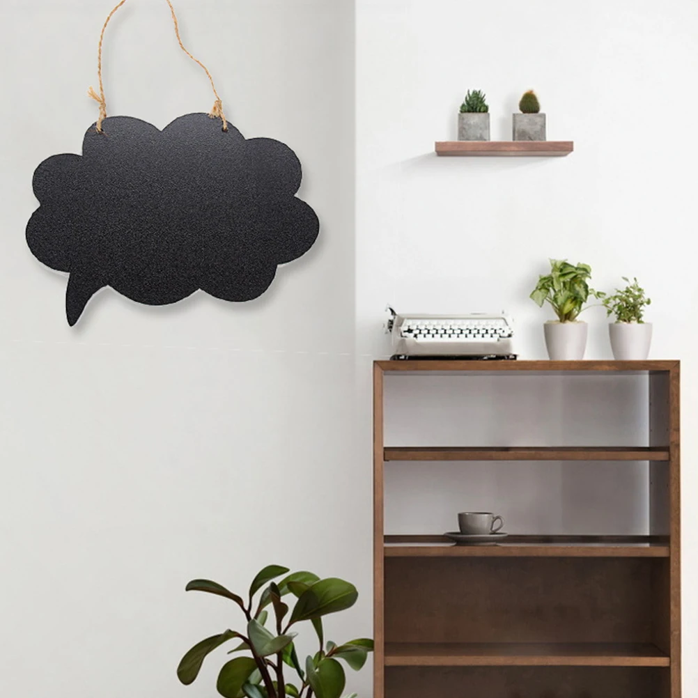 

4 Pcs Message Board Pendant for Shop Wood Hanging Label Wooden Chalkboard Boards Black Double Sided Blackboard