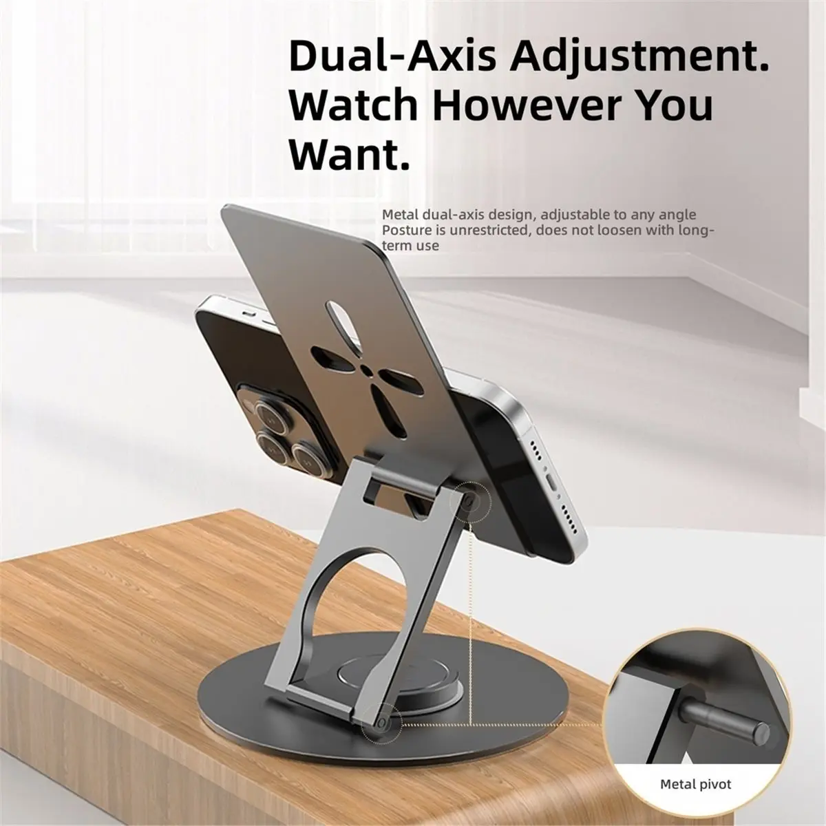 6 in 1 Multi USB C Hub Rotating Phone Tablet Stand Foldable Desktop Convenient 360 ° Base Handheld Docking Station, 1PC