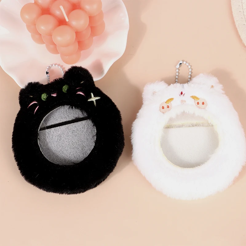 Cute Cat Photocard Holder Pendant Kitten Claw Plush Badge Display Keychain Transparent Badge Ita Bag Goods Display