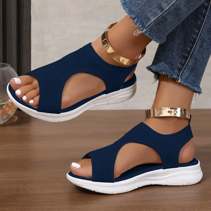 Women Sandals 2024 Summer New Simple Solid Color Flat Bottom Anti Slip Shoes for Women Outdoor Leisure One Step Sandals Women