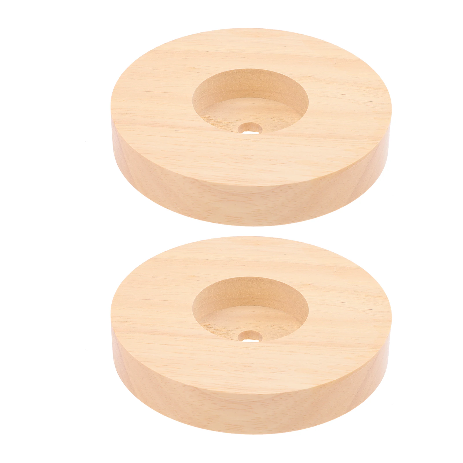 

2Pcs Round Wooden Lamp Base Solid Wood Night Table Bases Pre Drilled Holes Lighting Accessories Supplies