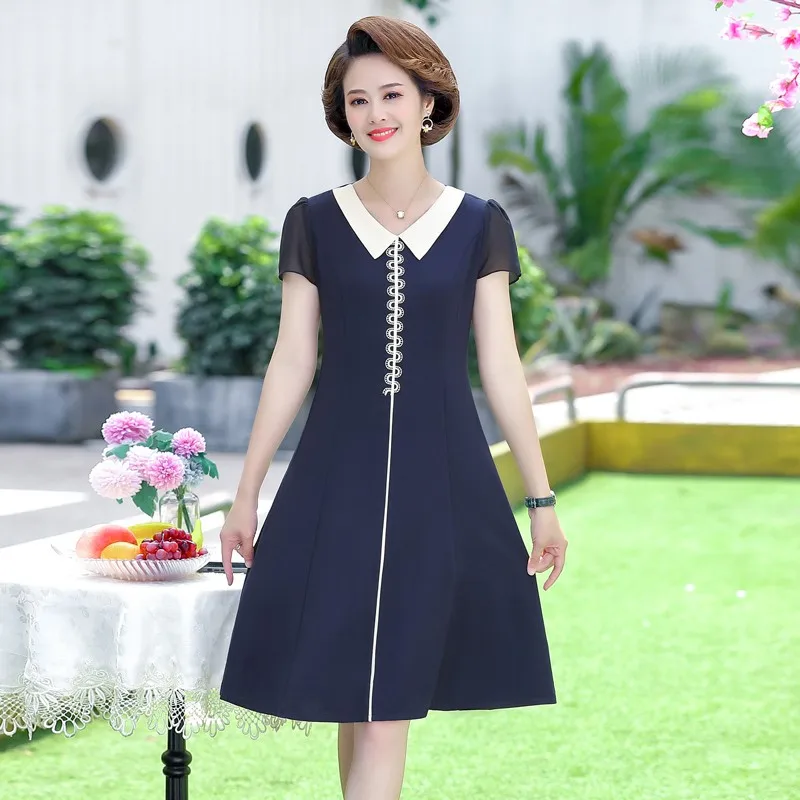 

New Chiffon Short Sleeve Dress Women's Dress Fashion 2024 Summer Casual Women's Wear