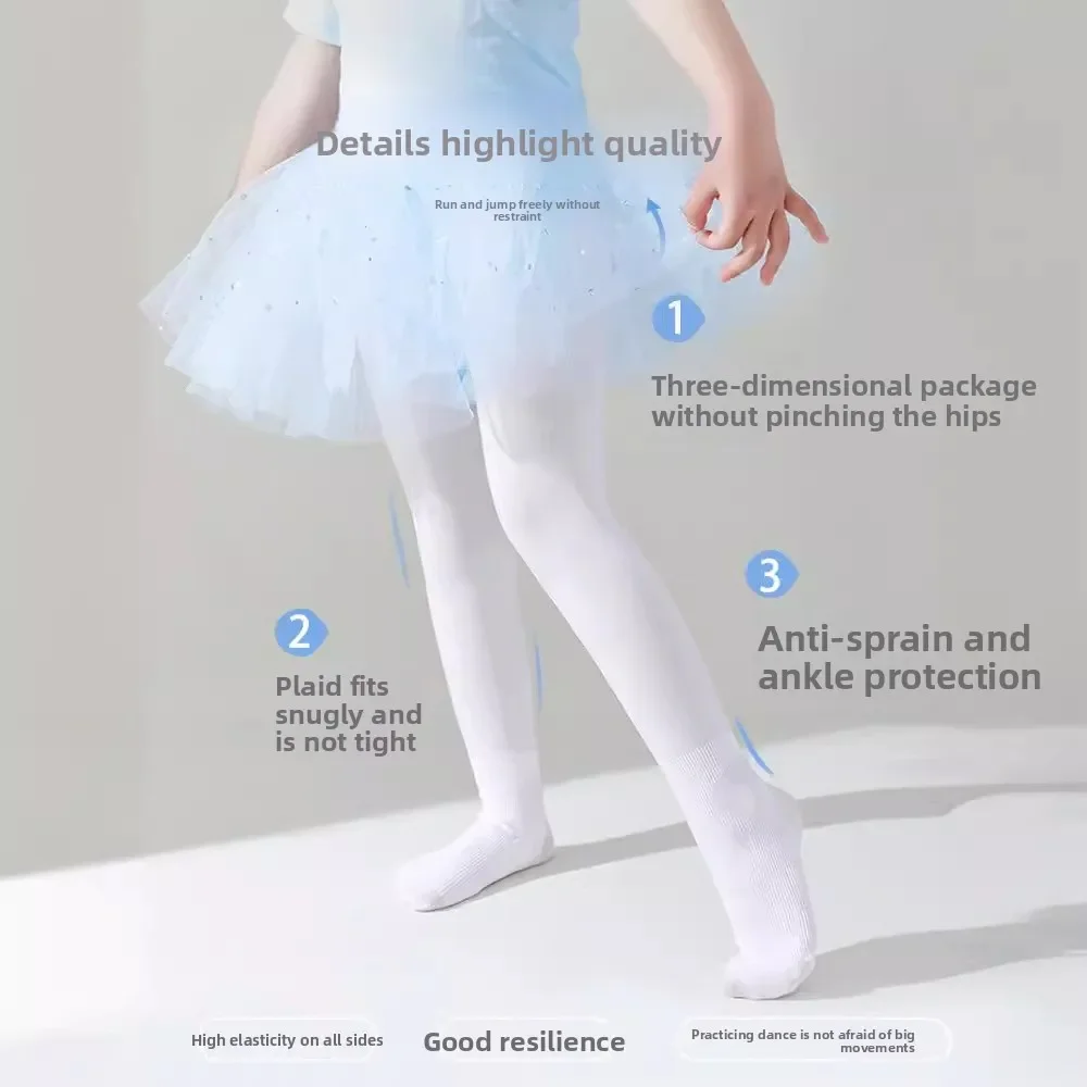 Collant da balletto per bambini per ragazze Pratica di danza Performance Primavera Estate Collant comodi antiscivolo senza cuciture