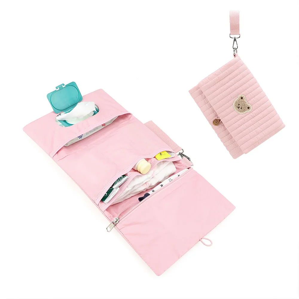 

Foldable Hanging Diaper Organizer with Hanging Loop Large Capacity diaper bag with Zippered Compartments Lightweight & Portable