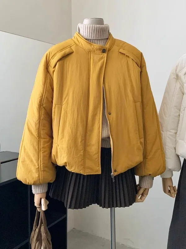 

Модная теплая хлопковая куртка с круглым вырезом и длинными рукавами, универсальная, женская, новая коллекция Зима 2025, повседневная верхняя одежда