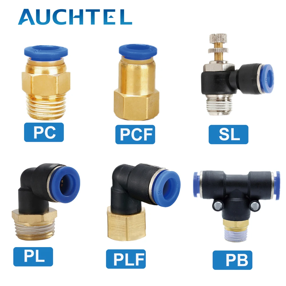 Pneumatic Air Connector Fitting PC PCF/PL/PLF/SL/PB 4mm 6mm 8mm Thread 1/8 1/4 3/8 1/2 Hose Fittings Pipe Quick Connectors