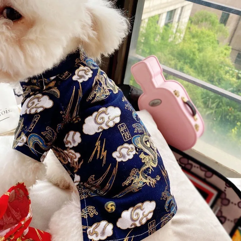 Dog Cat Pet Clothes New Year Chinese Style Clothes Classic Fashion Tang Shirt National Style Pet Clothing Shopping Party Casual