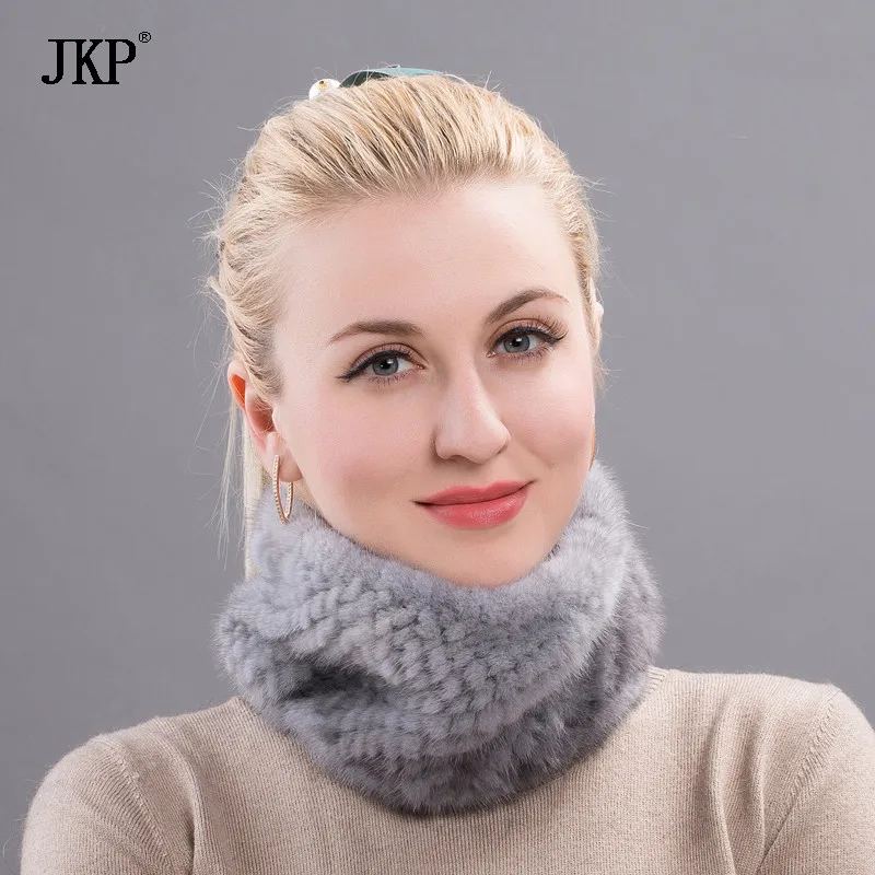 European and American Mink Fur Grass Woven Scarf for Women in Winter Thickened and Warm Scarf and Headband