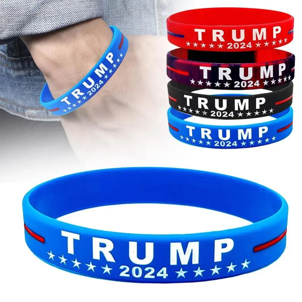 New Silicone Trump 2024 Campaign Bracelet Party Favor Wristband Election Merchandise Voter Gift Inspirational Wristbands