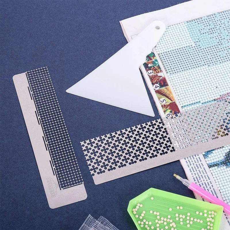 2 Pcs Diamond Painting Tool Ruler With 1 Diamond Painting Fix Tools DIY Craft Drawing Ruler With Blank Grids For Drills