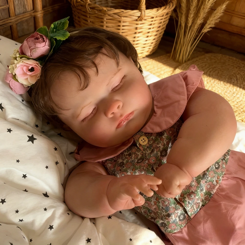 

BZDOLL 60cm 24inch Sleeping Reborn Doll, 3D-Paint Skin with Veins, Vinyl Limbs Cloth Body, Realistic Newborn Toy