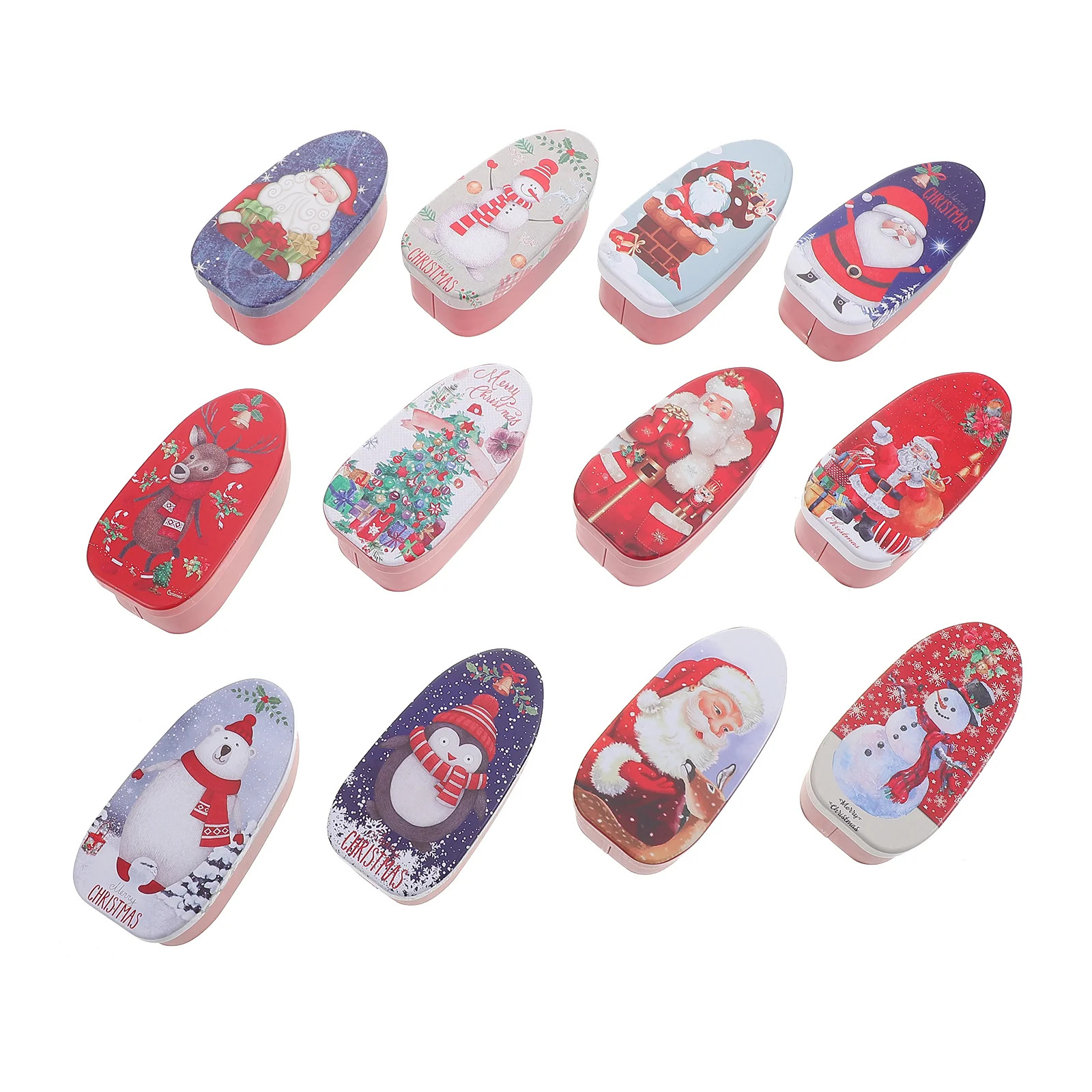 12 Pcs Candy Jar Christmas Tin Box Metal Cookie Tins Canisters Holiday Treat Containers Winter Mailbox