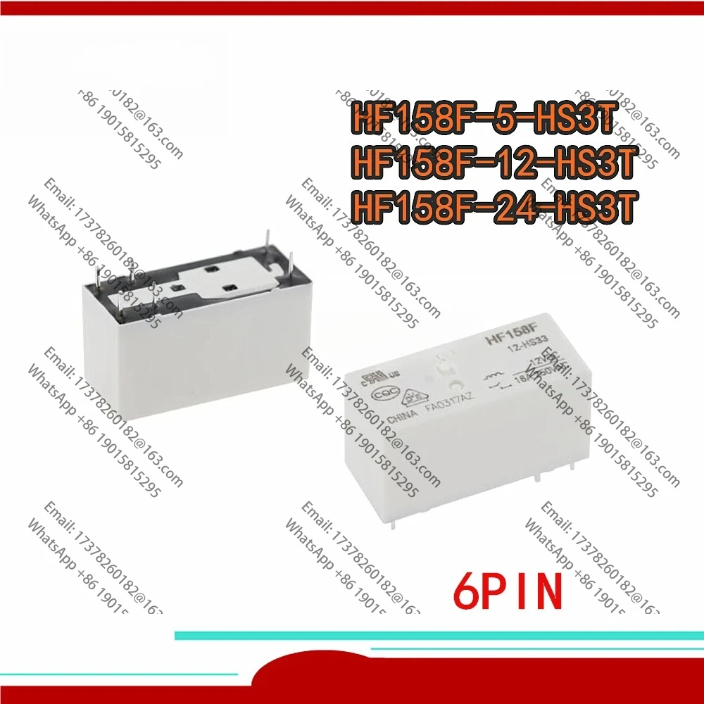 5 шт./лот, 100% оригинальное новое реле HF158F-5-HS3T HF158F-12-HS3T HF158F-24-HS3T 24 В HF158F 12 HS3T 6PIN 16a 250 В переменного тока 5 В постоянного тока 12 В постоянного тока