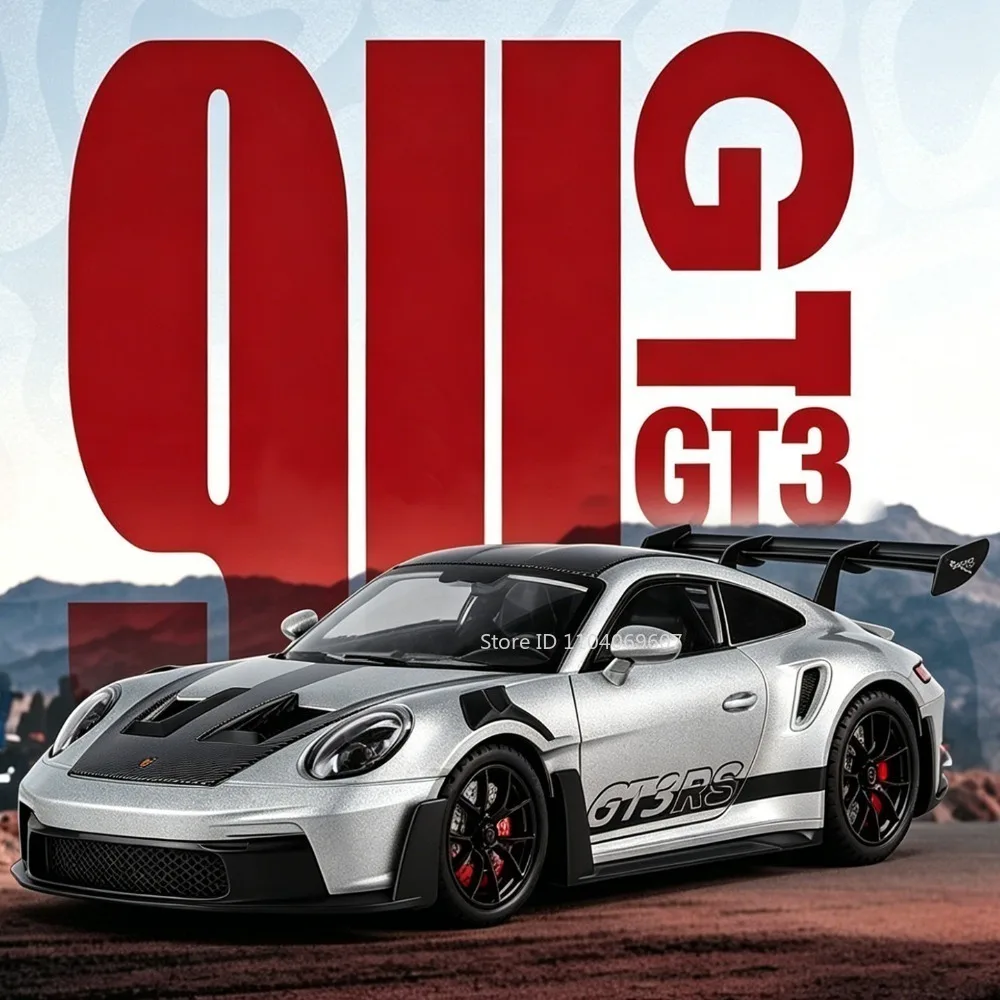 1:24 Scale Supra A80 911 GT3RS Supercar Model Toy Alloy Diecast Shock Absorption Doors Opened Sound Light Collection Sports Cars