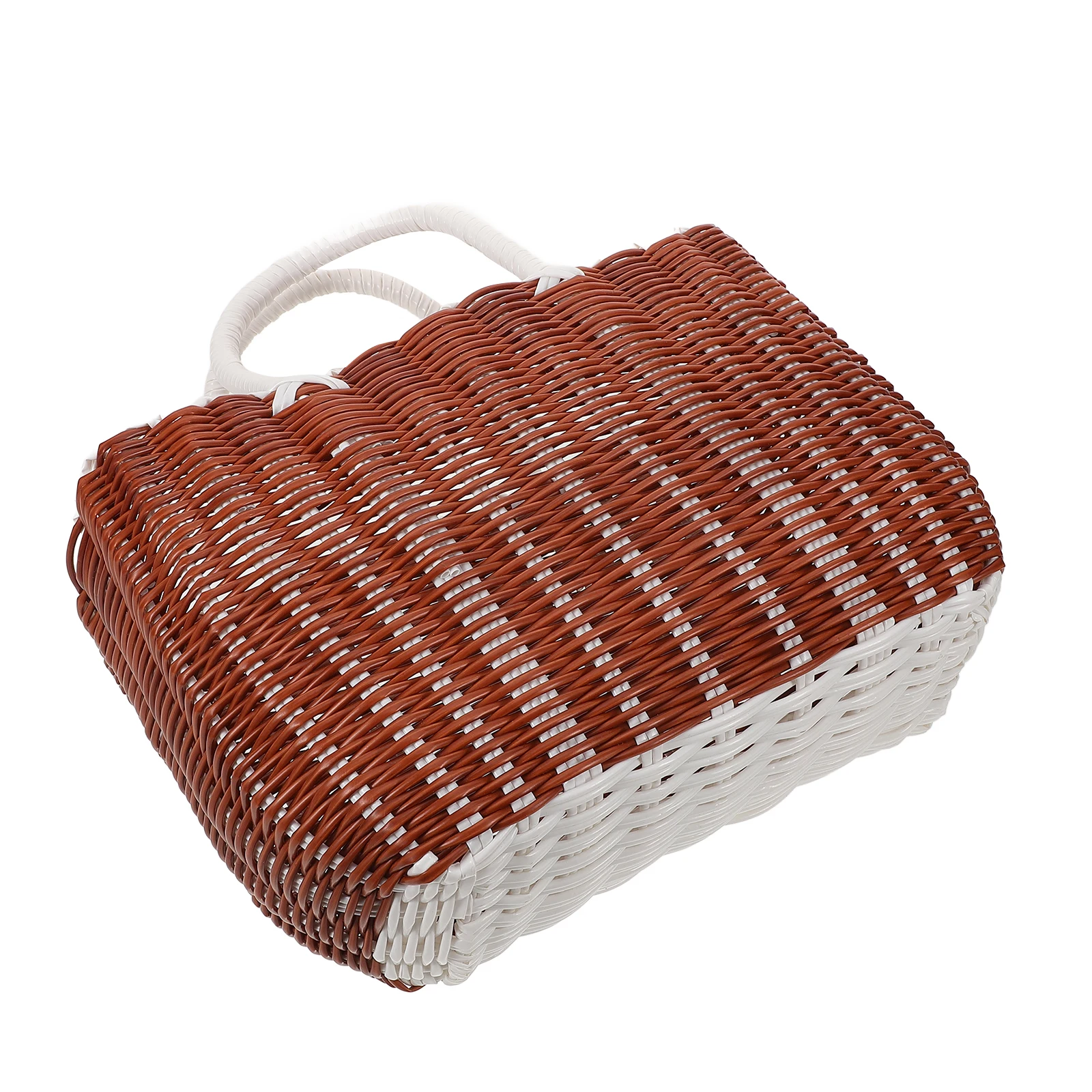 

Portable Hand Woven Basket Large Capacity Shopping Vegetable Storage Baskets Durable Plastic Home Office Picnic Grocery