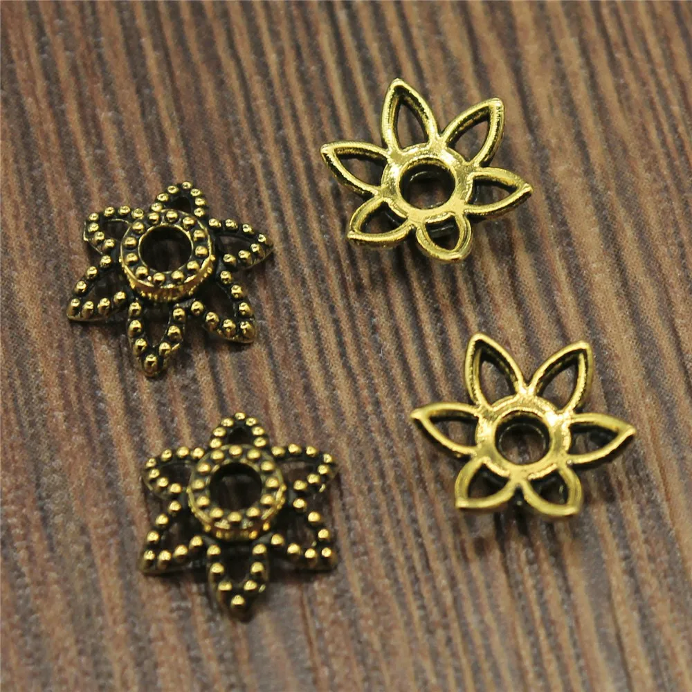 WYSIWYG 50pcs 10x10mm Bead Caps Jewelry Beads Caps 2 Colors Trendy Jewelry Accessories Making Bead Cap For Jewelry Making