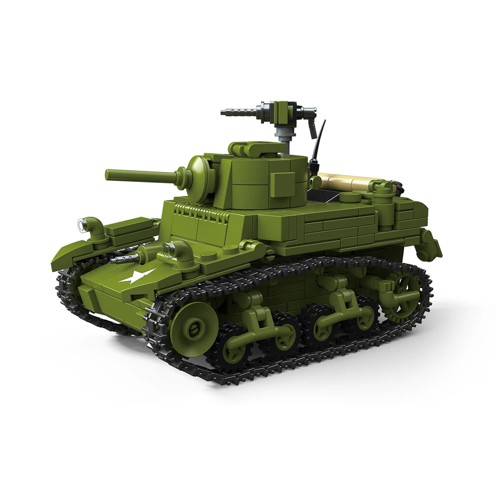 Militär Armee Soldaten Weltkrieg M3A1 Hauptkampfpanzer Modell Bausatz Bausteine Spielzeug für Kinder Weihnachtsgeschenk ﻿
