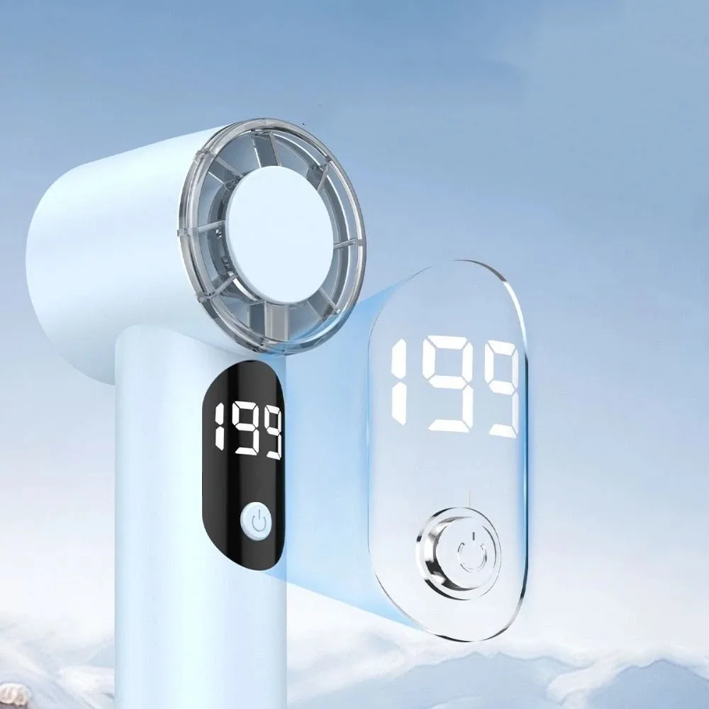 Upgraded Motor Rechargeable Handheld Fan Compact Lightweight Cooling Fan Portable Sturdy Casing Desktop Fan Outdoor Use