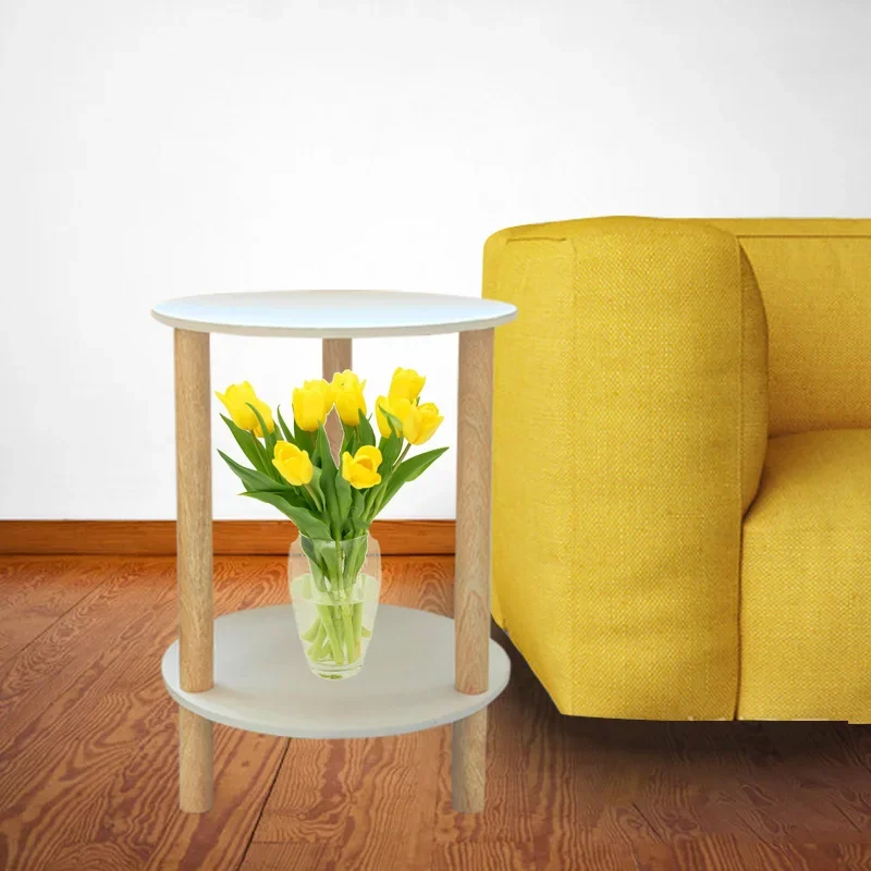 Modern Wood Bedside Table Living Room table Sofa Sedentary Dining table Small Bed Side Table Round Night stand Bedroom Furniture image 5