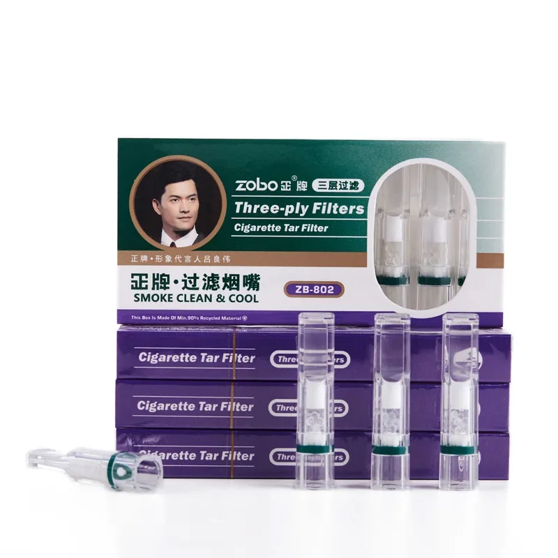 مرشحات ثلاثية للسجائر للاستعمال مرة واحدة، متعددة الترشيح لتقليل بقع القطران والدخان، مناسبة للسجائر الخشنة #5