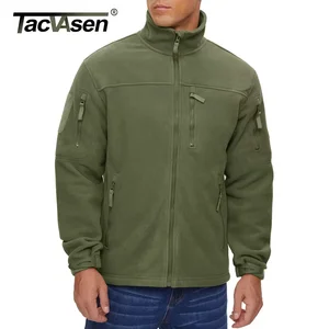 Tacvasen Full Zip Up Green Fleece Chaqueta Térmica Termal Trabajo Capas de trabajo para hombres Capacidades Caminaje Entrenamiento de senderismo 12 mejor chaqueta de hebilla de ventas - №9