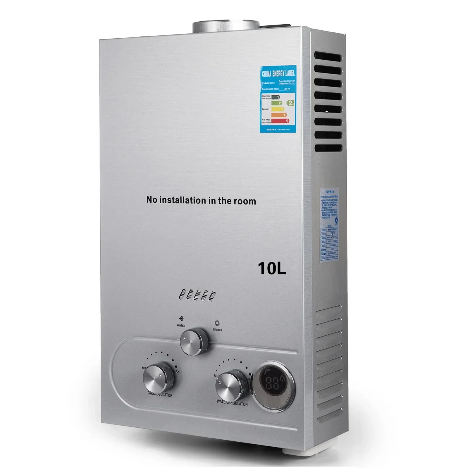 Vevor 6l 8l 10l 12l 16l 18l Lpg Draagbare Instand Boiler Propaan Gas Lpg Wand Gemonteerde Tankloze Boiler Digitaal Display - afbeelding 2