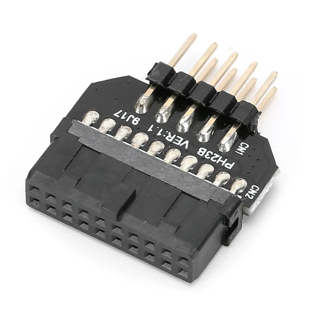 Plug and Play USB3.0 19-pin to USB2.0 9-pin Adapter Plastic Shell Practical Front Panel Plug Connector Motherboard Adapter