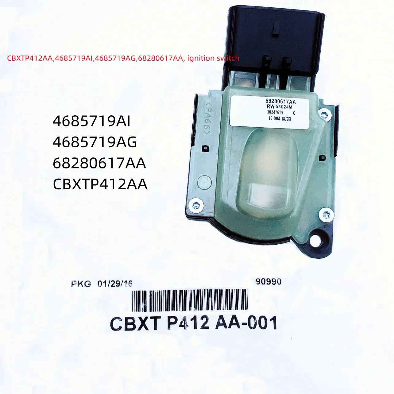 

Ignition Switch, CBXTP412AA,4685719AI,68280617AA,Suitable For: Wrangler JK, Compass, MK, PM, Avengers PT,Caravan, 2007-2019