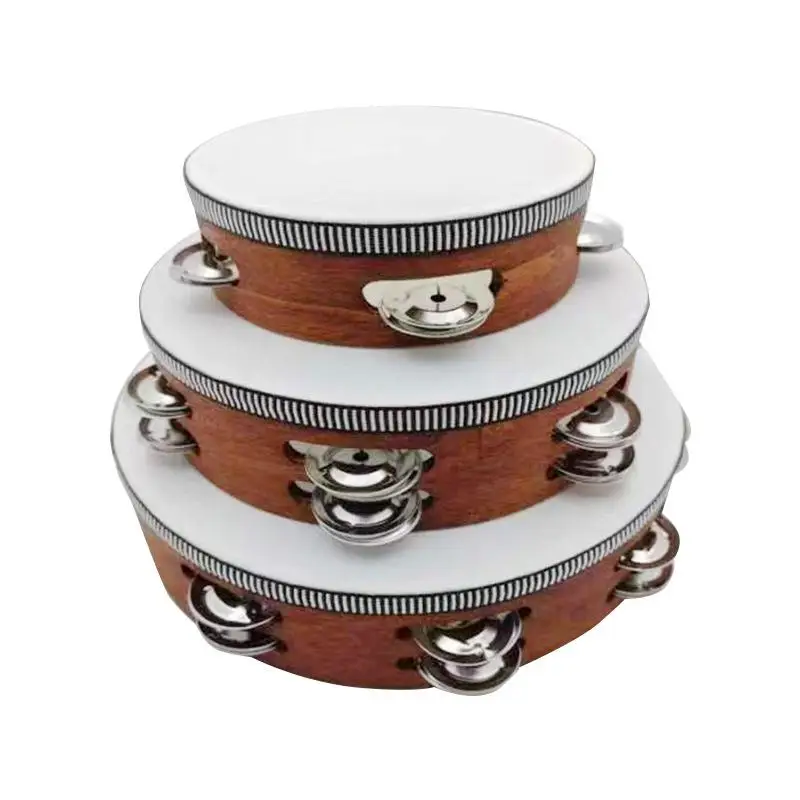 

1Pcs 6/8/10 Inch Wooden Double Row Tambourine Kindergarten Jingle Bells Hand Drum Dance Prop Percussion Instrument