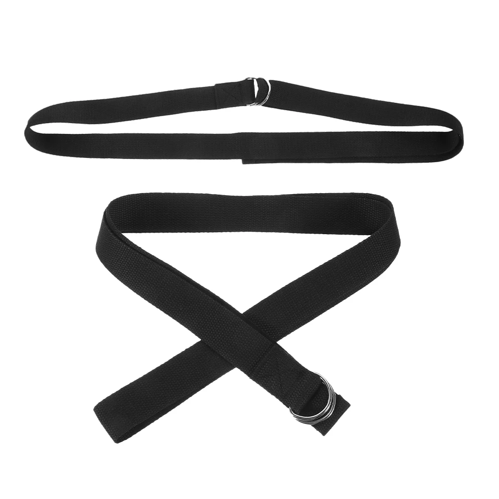 

2pcs Yoga Strap Inelastic Band Black Reusable Fitness D Ring Belt Stretch Hips Backs Arms Legs Non Elastic Straps Gym Supplies