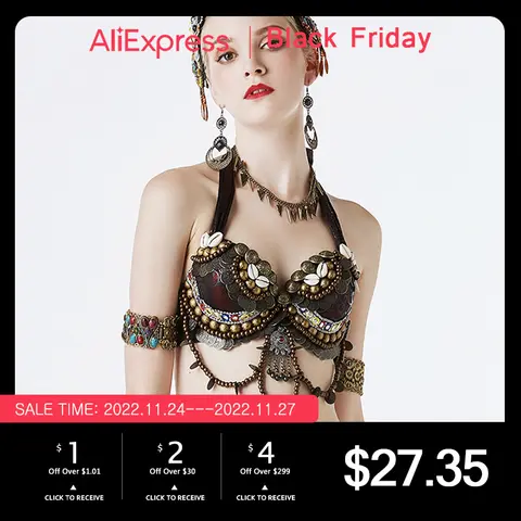 Gypsy Belly Dance Bra with Beading EXTRAODINARY