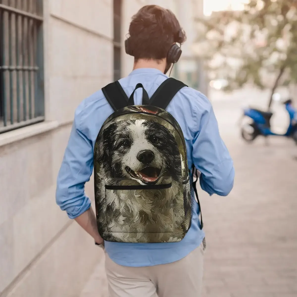 Australian Shepherd And Floral Print Student Backpack School Bag Hiking Travel Daypack for Men Women Bookbag Shoulder Bags