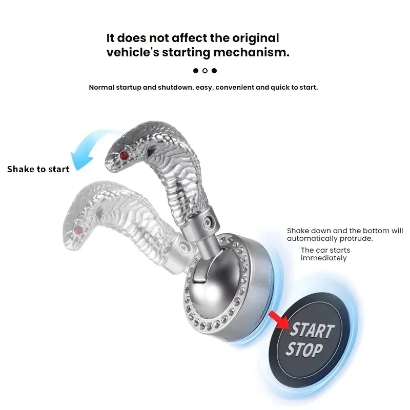 Auto-Startknopf, Druckknopf für Automatische Zündung, Metall-Schlangenkopf-Abdeckung, Einhand-Druckknopf, Wippschalter für Motorstart/-stopp – Detail 4