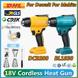 Cordless Heat Gun For Makita 18v Battery For Dewalt 20v Battery Adjustable Temperature 122℉-1022℉ Battery Heat Shrink Gun