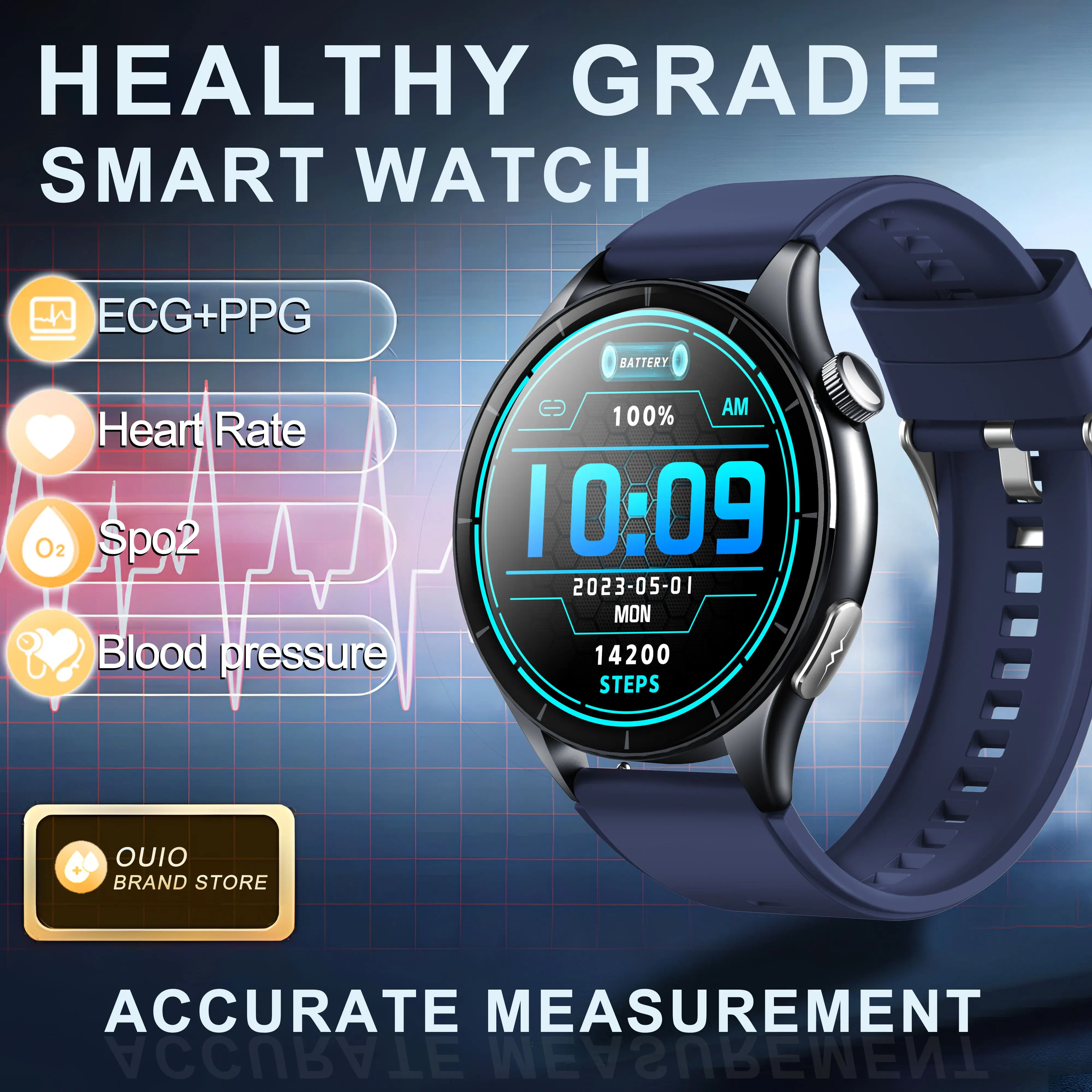 2025 جديد التحليل الصحي ECG + PPG ساعة ذكية الجسم الدهون حمض اليوريك ضغط الدم معدل ضربات القلب المقتفي NFC Smartwatch لنظام أندرويد IOS