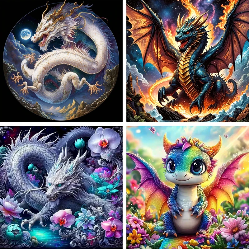 

GATYZTORY Diamond Embroidery Dragon Needlework Mosaic Animal DIY Diamond Painting Dinosaur Handmade Hobby