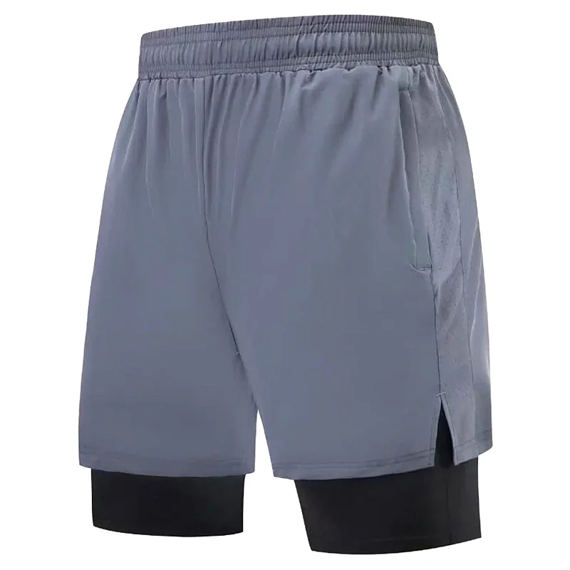 

2 in 1 Marathon Running Shorts Zipper Pocket Quick Dry Long Distance Running Training Tights Sports Men Gym Athletics Shorts