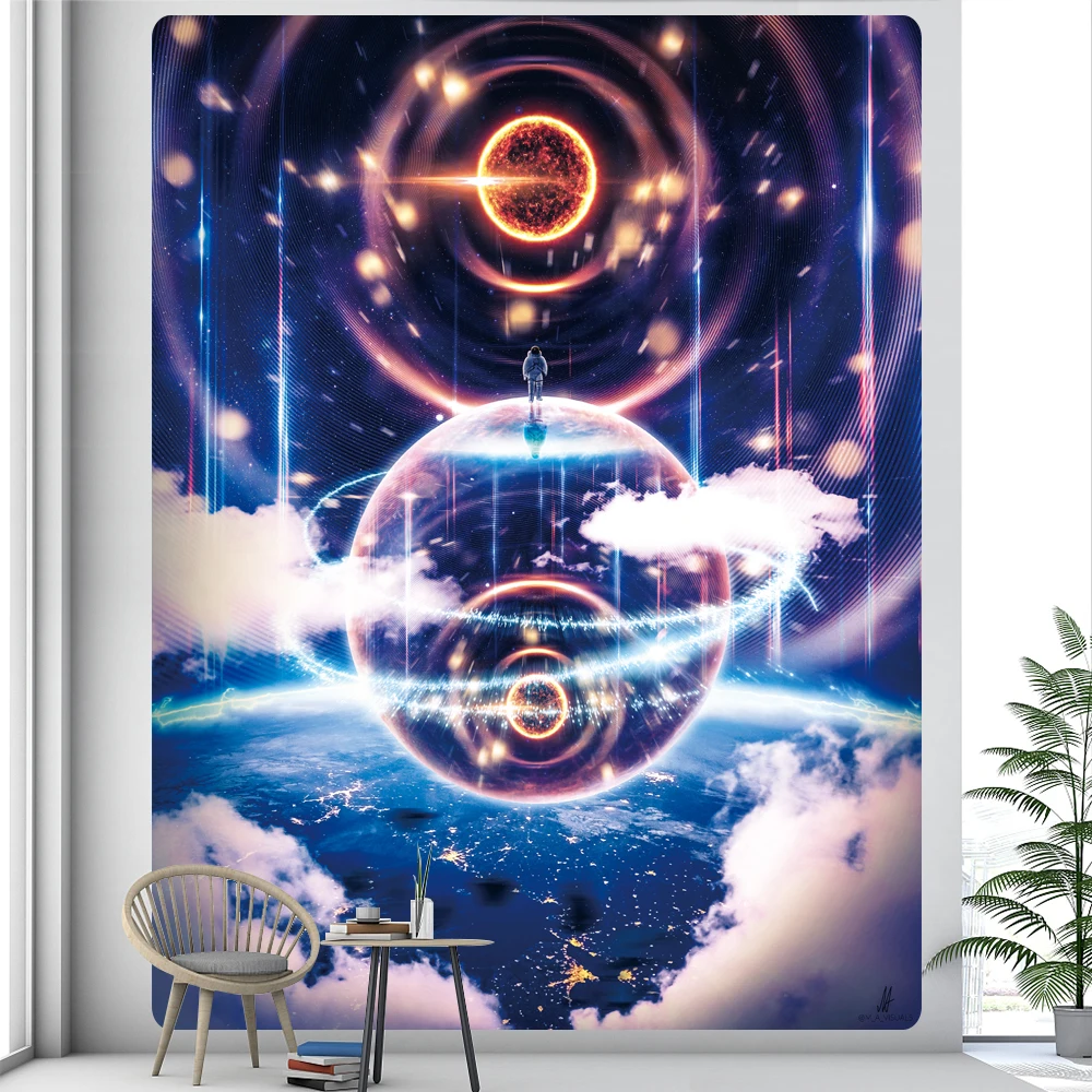 Sci-fi astronaut home decor art tapestry hippie boho tarot psychedelic scene pretty room wall decor mandala sheets