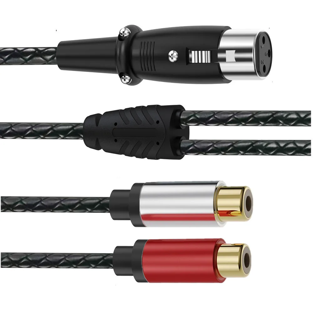 XLR Male to 2 RCA Y Splitter Patch Cable Balance XLR Male to Dual Unbalanced RCA Female Audio Cable Adapter For Speaker
