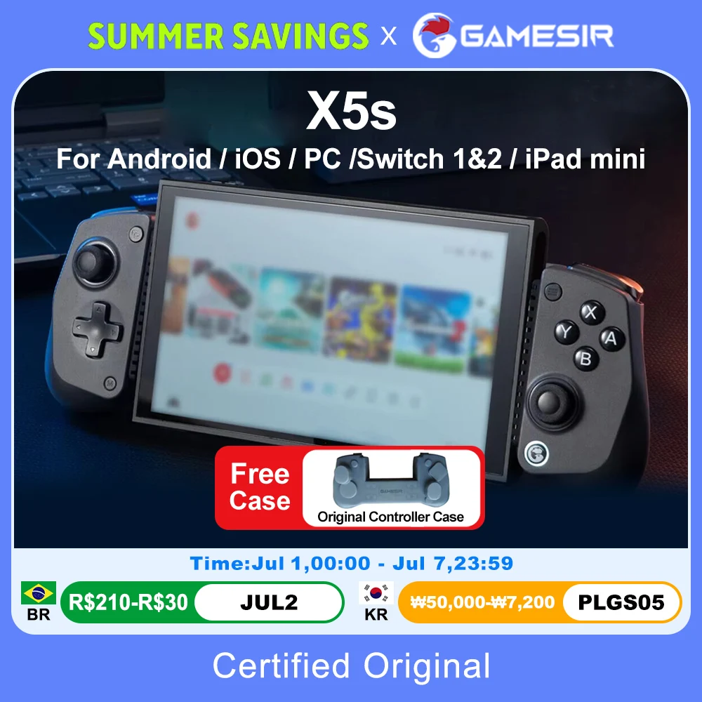 Control Inalámbrico para Juegos Móviles GameSir X5s para Android, iOS, PC, Nintendo Switch 2/1, con Giroscopio de 6 Ejes y Vibración HD