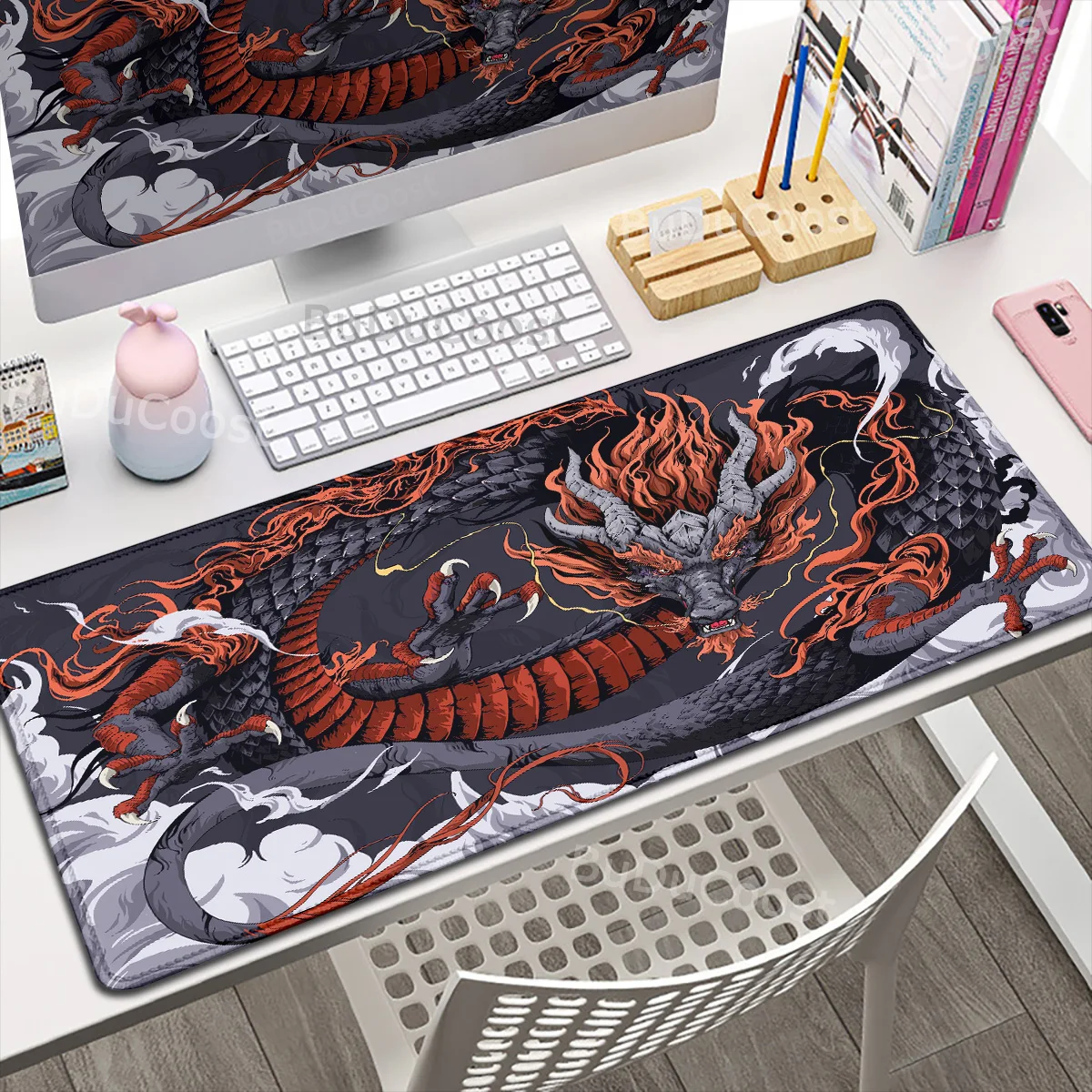 30x80cm Lock Edge KeyboardPad Large Office Non-Slip Computer Mouse Pad Japanese Art Dragon Deskmat Gamer Custom Home HD Mousepad