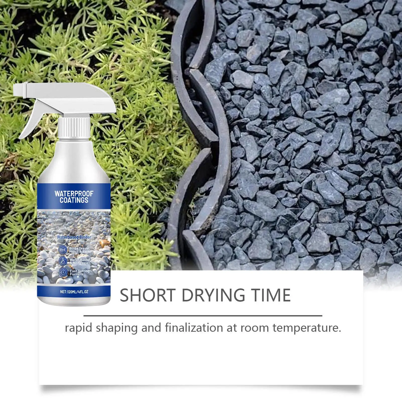 الحصى الموثق سهل عقد الصخور الغراء لاصق رذاذ استقرار مقاوم للماء التجفيف السريع 120 مللي لساحة درب ملعب الفناء