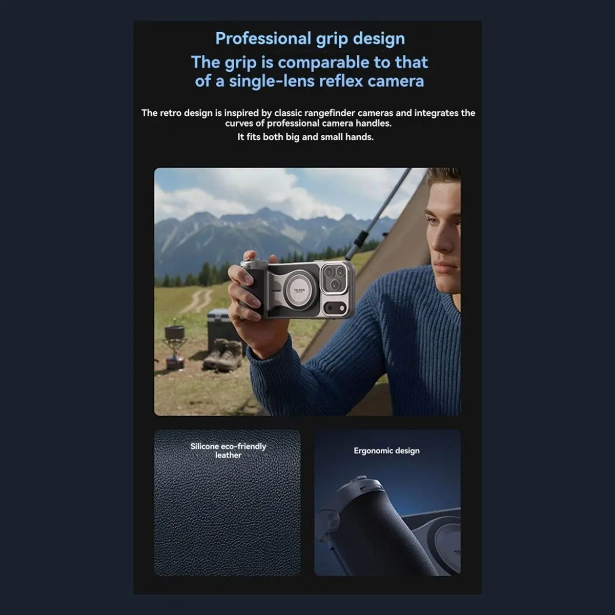 Bluetooth Selfie Grip for 17 Pro Vlog Handle with Fill Light Camera Adapter for Enhanced Photography