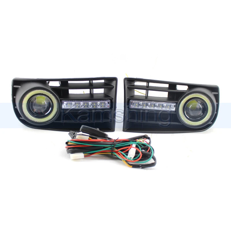 Kamshing 1pair US Version Front Foglight For Volkswagen Golf 5 MK5 2005-2009 LED DRL Daytime Running Light Foglamp Grille