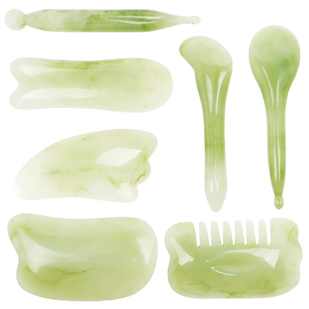 ชุดเครื่องมือขูดหน้ากัวซา 7 ชิ้น วัสดุเป็นมิตรกับสิ่งแวดล้อม แผ่นขูดหน้า ดูแลผิวหน้า เครื่องมือขูดหน้ากัวซา