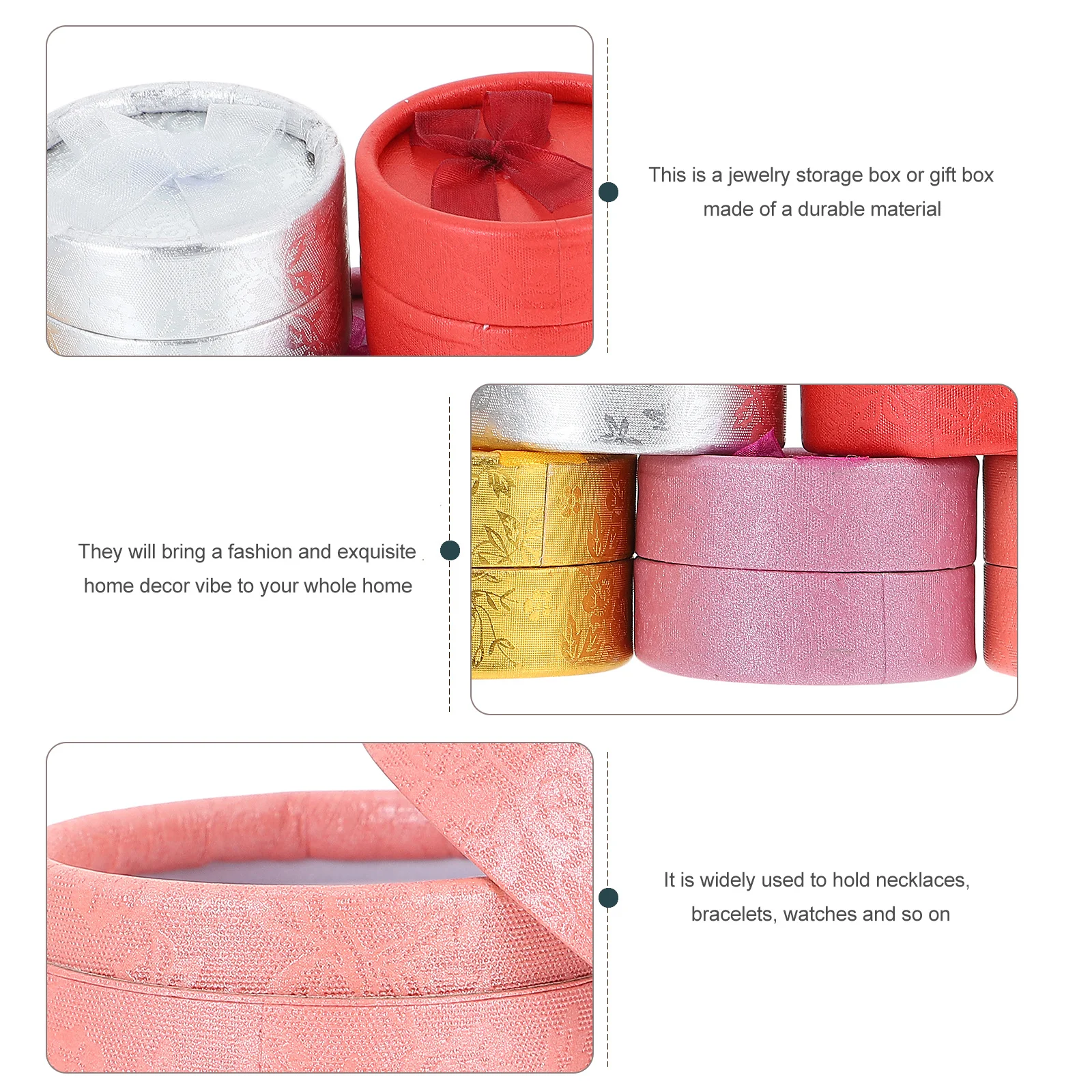 

20Pcs Round Ring Box Jewelry Box Bow Tie Design Gift Packaging Party Festival Decorative Jewelry Storage Organizer