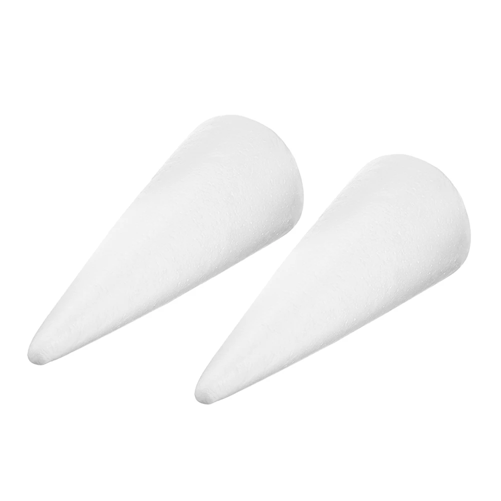 

2Pcs White Polystyrene Cones Foam Craft Shapes for DIY Kids Projects Christmas Tree Table Centerpiece Party Decoration Supplies