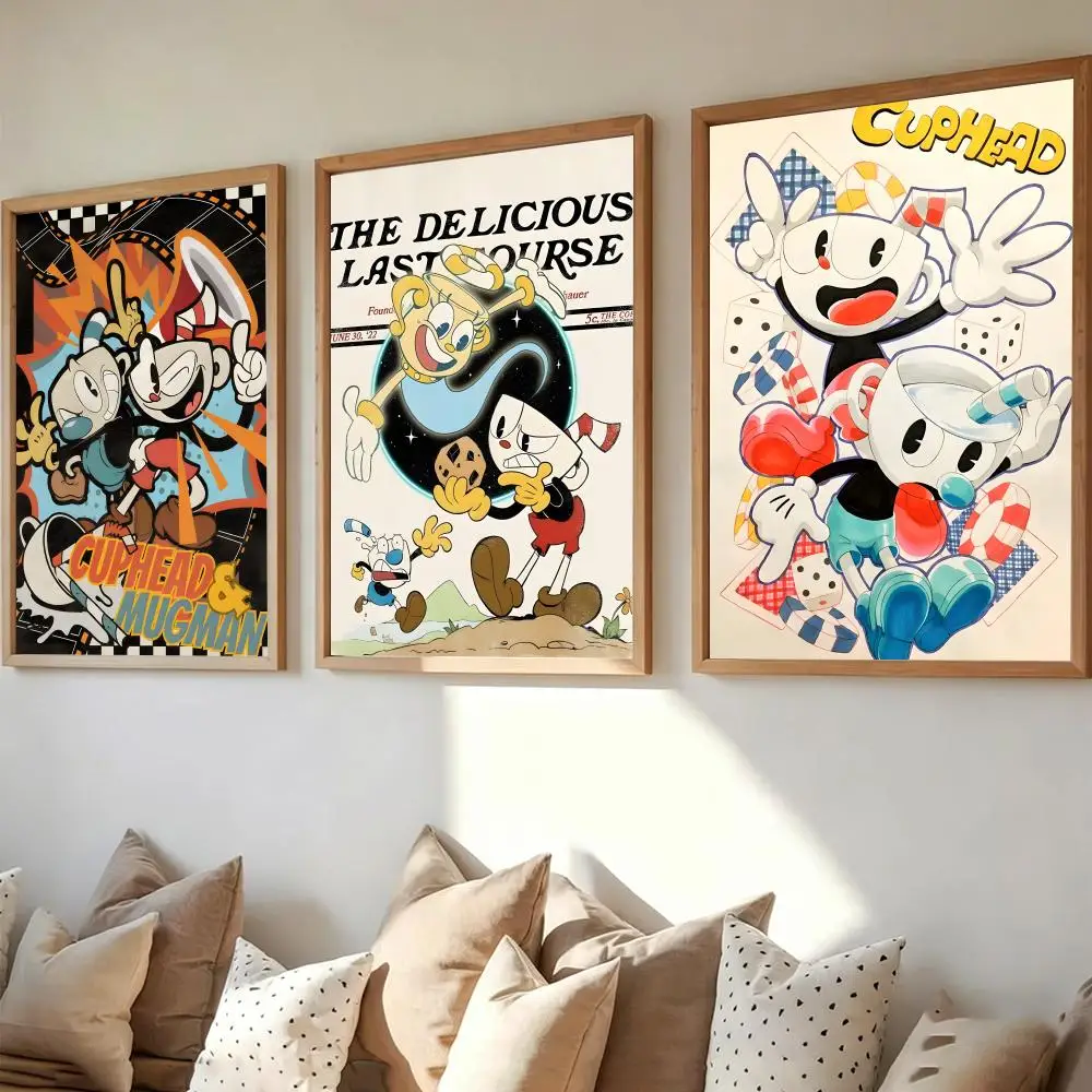 Video Game C-Cuphead Painting Calligraphy Waterproof Canvas Art Wrinkle Free Wall Hanging For Home Living Room Bedroom Decor