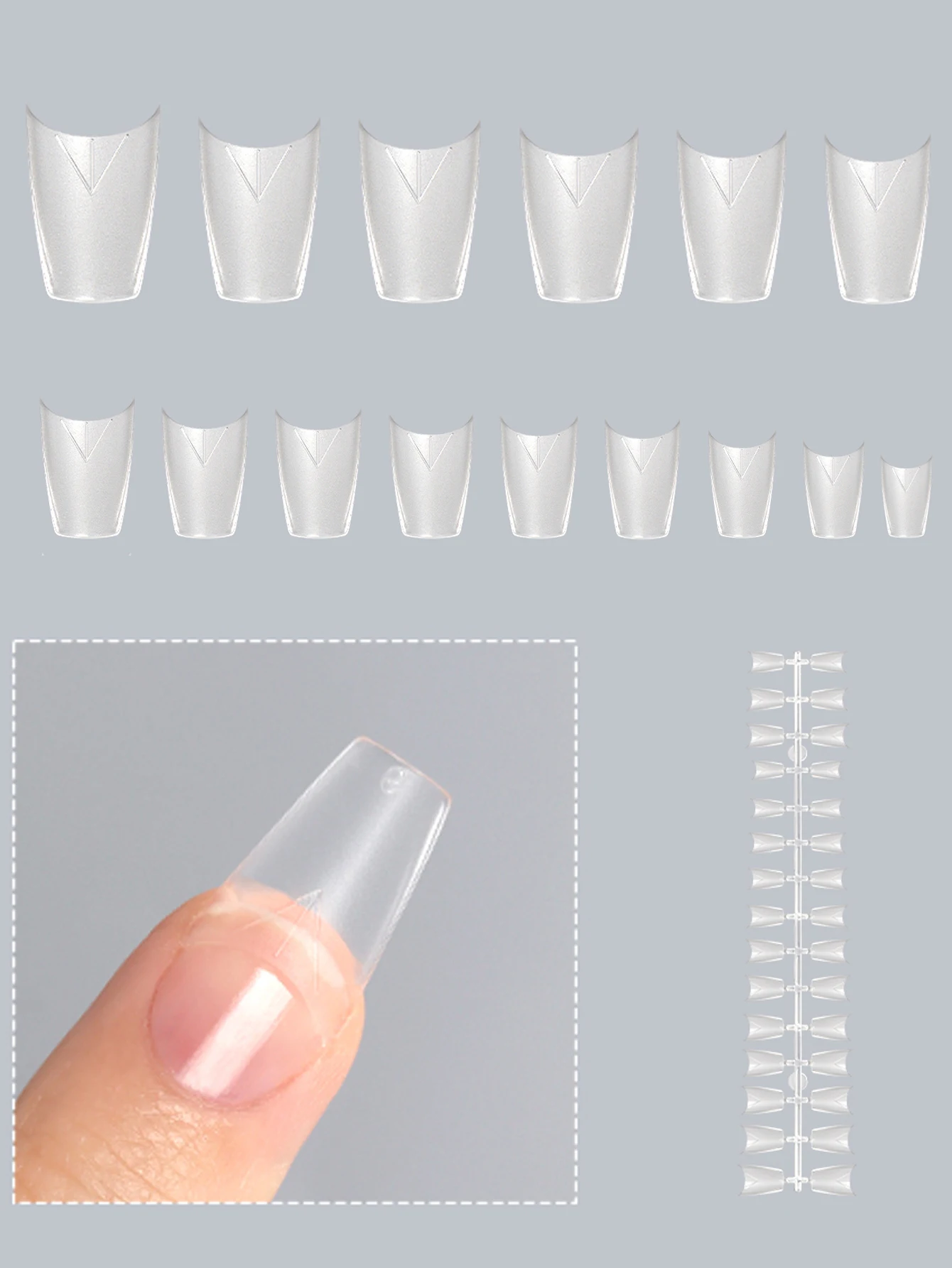 

150Pcs frosted long transparent coffin nail head, extra long non-C-curve half cap coffin nail head, acrylic nail semi-finished g